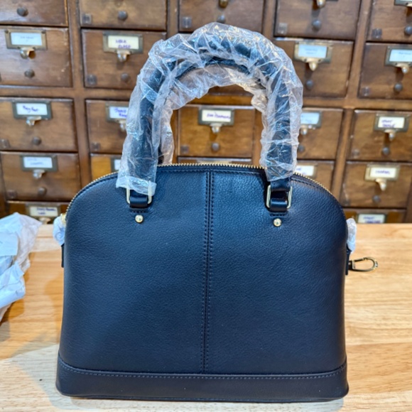 Talbots small black leather domed satchel crossbody bag NTW - Picture 7 of 10